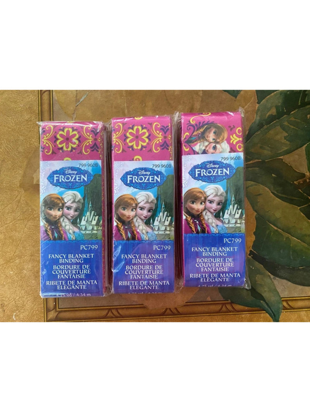 Disney Frozen Fancy Blanket Binding 4.75yd 3packs Anna Elsa Fabric Strips Craft